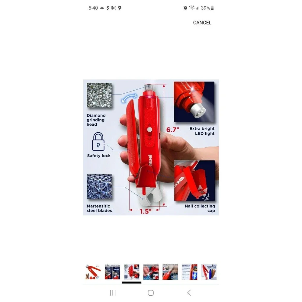 2-in-1 Rechargeable Dog Nail Grinder & Dog Nail Clippers, Dog Nail Trimmers for
